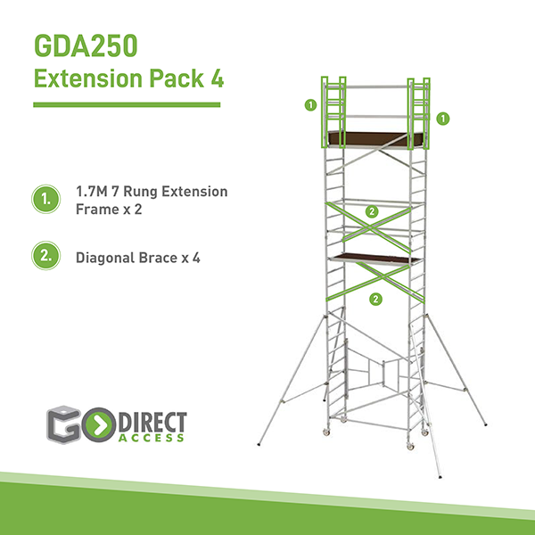 Extension pack for GDA250 Mobile Scaffolding tower Pack 4 